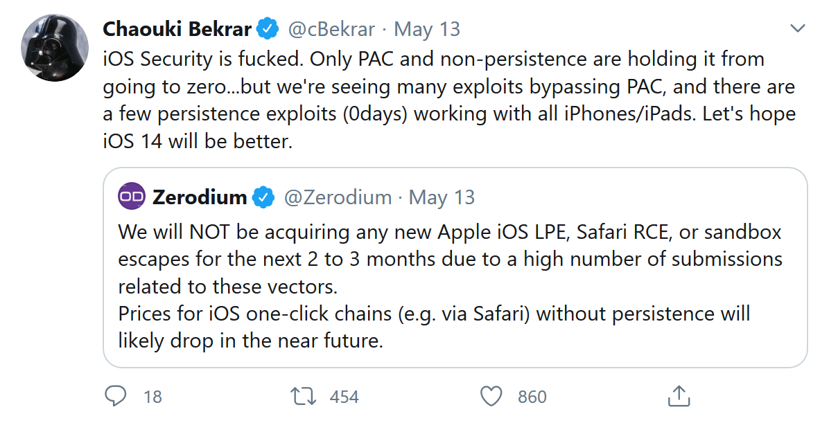 Screenshot_2020-05-18 Chaouki Bekrar on Twitter iOS Security is fucked Only PAC and non-persistence are holding it from goi[...].png