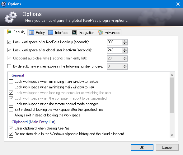 KeePass options disabled via enforced config.webp