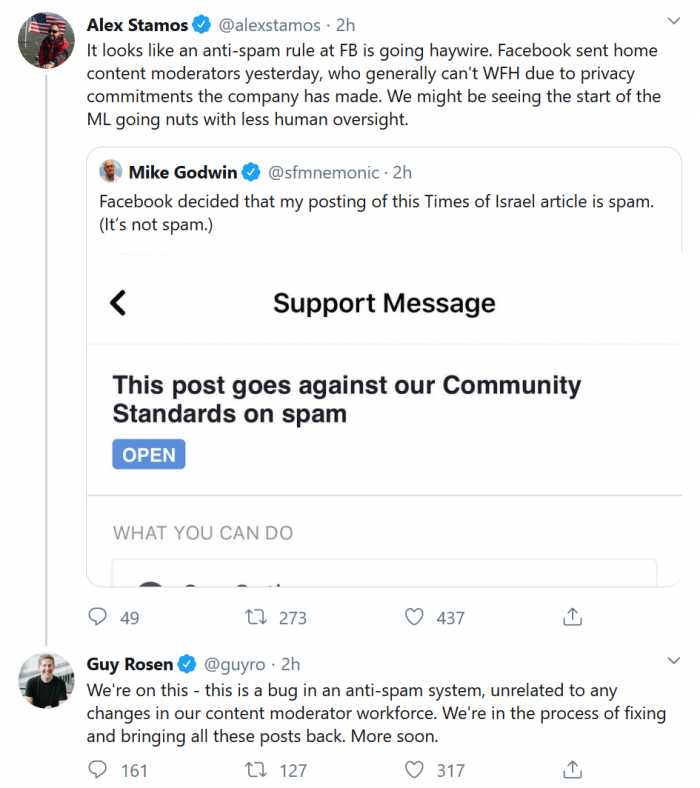 Screenshot_2020-03-18 Guy Rosen on Twitter alexstamos We're on this - this is a bug in an anti-spam system, unrelated to an[...].png