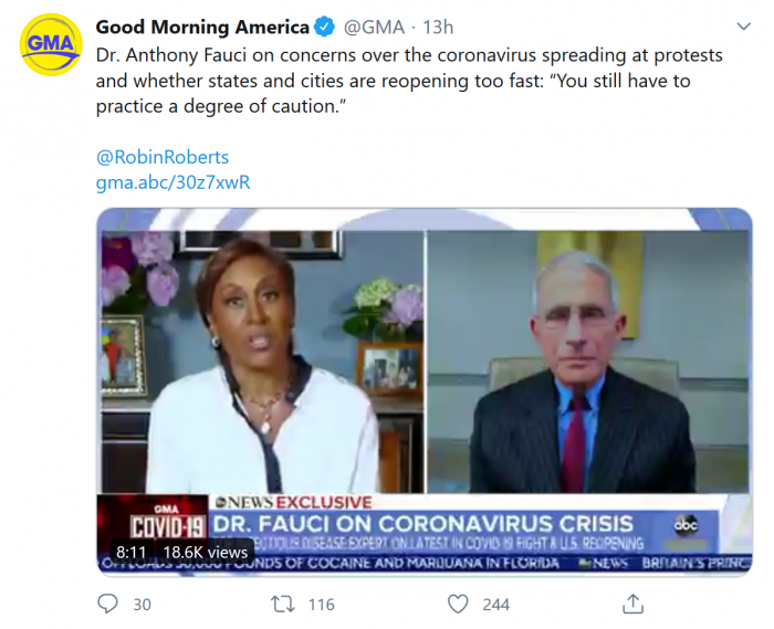 Screenshot_2020-06-11 Good Morning America on Twitter Dr Anthony Fauci on concerns over the coronavirus spreading at protes[...].png