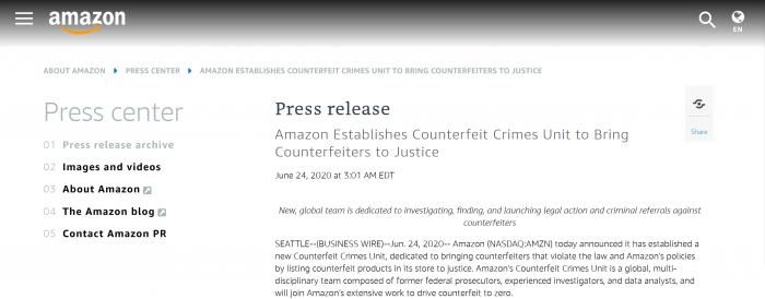 Screenshot_2020-06-24 Amazon Establishes Counterfeit Crimes Unit to Bring Counterfeiters to Justice Amazon com, Inc - Press[...].png
