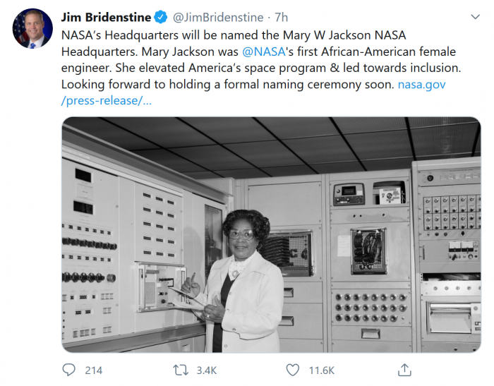 Screenshot_2020-06-25 Jim Bridenstine on Twitter NASA’s Headquarters will be named the Mary W Jackson NASA Headquarters Mar[...].png