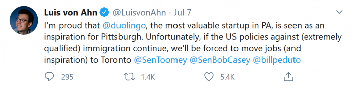 Screenshot_2020-07-28 Luis von Ahn on Twitter I'm proud that duolingo, the most valuable startup in PA, is seen as an inspi[...].png