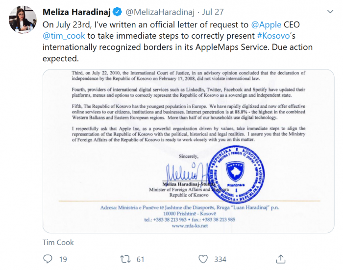 Screenshot_2020-07-28 Meliza Haradinaj on Twitter On July 23rd, I’ve written an official letter of request to Apple CEO tim[...].png