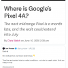 [图]爆料称Pixel 4a将于7月13日发布 10月22日发售 只有黑色一种颜色