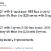 搭载Exynos 2100的Galaxy S21的电池续航能力将比S20提高35%