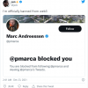 推特前CEO杰克·多西自曝已被Web3巨头Marc Andreessen拉黑