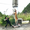 男子画稻田与实景融为一体 网友：好好一张纸给画没了
